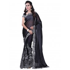 Vooga Embroidered Black Net Saree with Blouse (PEVG01_Black)